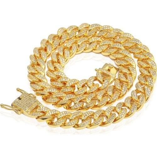 Hip Hip Bling Cuban Chain Necklace for Men Women CZ Micro Paved Long Chain Link Hot Rappers' Fashion Hip-hop Iced Cuban Necklace