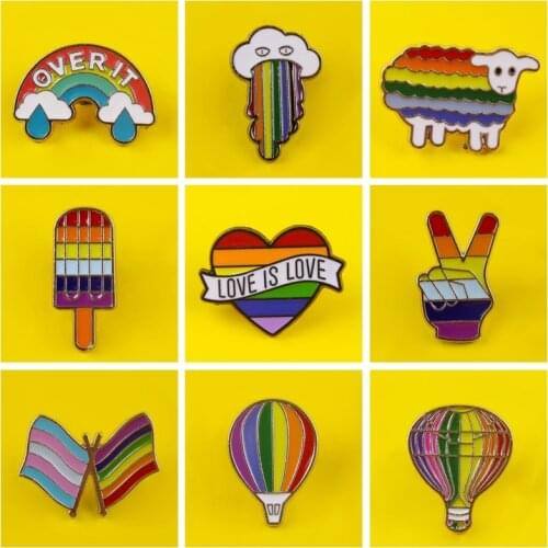 LGBT Pride Brooch Badge Rainbow Flags Intersex Pins Heart Gay Brooches Women Men Badge On Cloth Denim Jackets LGBT Accessories