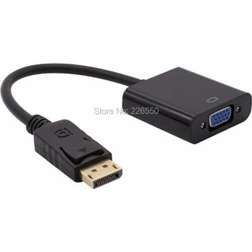 Hot Sale Newest DisplayPort Male DP to VGA Female M/F Convertor Adapter Cable For HP/ Dell/ Lenovo/ Toshiba Notebook Black