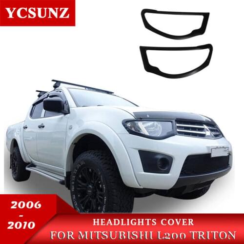 Matte Black Headlights Cover Trim For Mitsubishi L200 Triton 2006 2007 2008 2009 2010 Car Styling