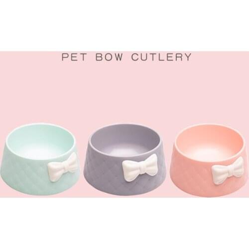 Pet Dog cat food bowl pet feeding supplies cute bow pet food pot