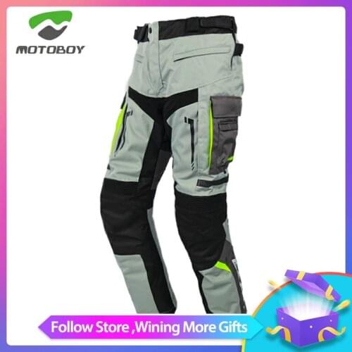 Motoboy Motorcycle Pants Waterproof Breathable Warm All Season Motocross Rider Riding Protection Trousers With 4pcs Kneepads