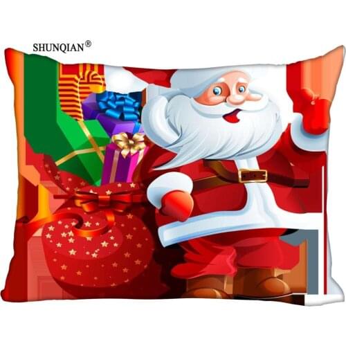 High Quality Custom Santa Claus Pillowcase 45x35cm(One Side) Rectangle Zipper Print Throw Pillowcase Cover