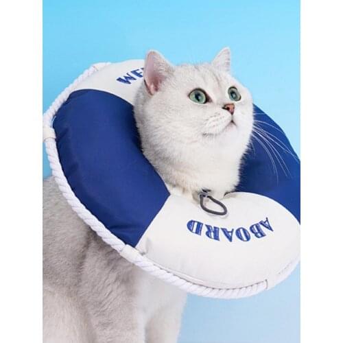 Pet Cat Dog Elizabeth Collar Anti-licking Headgear Elastic Buckle Design Postoperative Protective Sleeve Swimming Ring Style