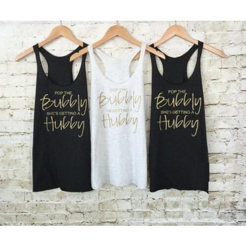 Personalize text Pop the Bubbly wedding Bride bridesmaind t shirts Bachelorette tanks tops bridal party favors gifts