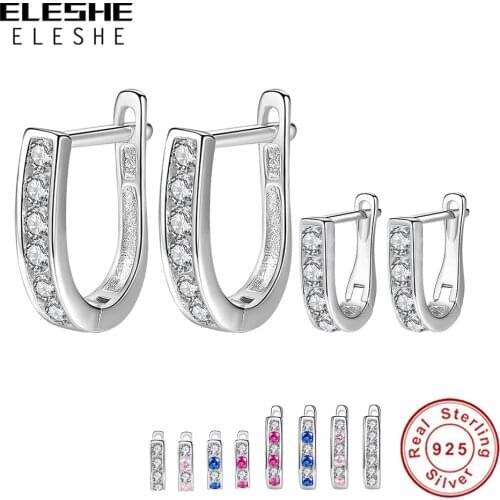 ELESHE Authentic 925 Sterling Sliver Earrings Round Cubic Zirconia Crystal Stud Earrings For Women Child Kids Fashion Jewelry