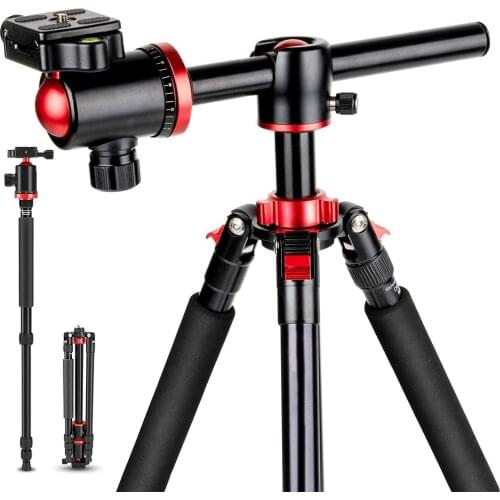 190CM 75inch Professional Camaras Monopod Photography Video Camera Tripod with 360-Degree Ball Head and Rotatable Center Colum