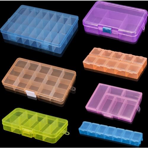 15 Slots Transparent Grids Adjustable Plastic Beads Storage Box Case Container Organize for Jewlry Making Findings Supplies