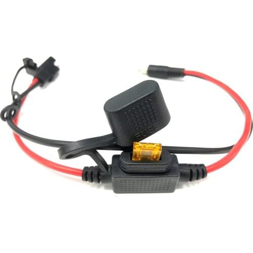 SAE To DC5521 DC 5.5mm X 2.1mm Coax 15AWG Cable Motorcycle Heat Clothing Adapters 14AWG 30CM 5A Fuse