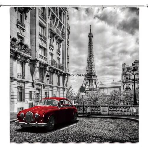 High Quality Paris Landscape Shower Curtain Waterproof Polyester Fabric Bath Curtain for The Bathroom Home Decoration