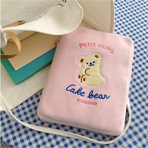 Cute Tablet Case Bag for Samsung iPad Sleeve Cute Bear iPad Pro 11 10.5 10.2 Air 4 10.9 Pouch Case Korea Girls Storage Bag