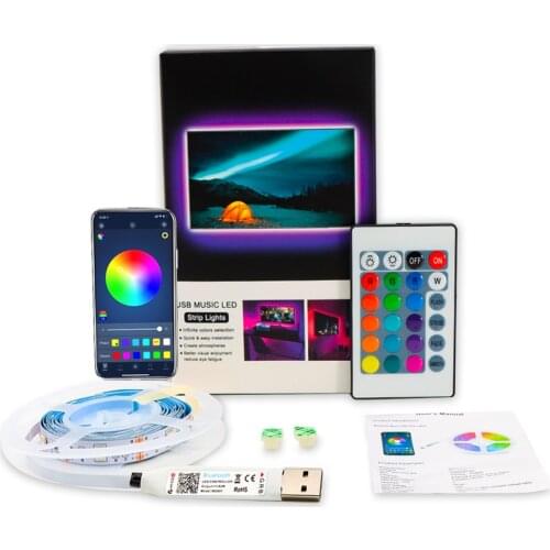 PIRTSDEL Led Strip 5050 RGB TV Backlight USB Powered For 24 Inch-60 Inch TV Mirror PC Infrared + Bluetoot APP Control Flexible