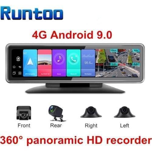 4 Cameras 360° Recording Car DVR Dash Camera 12 Inch IPS 4G Android 9.0 WIFI GPS Navigation FHD 1080P Dashboard Video Recorder