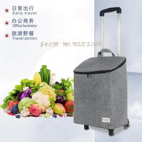 Retractable Aluminum Alloy Portable Folding Fresh-keeping Shopping Grocery Trolley Household Trailer Lightweight Luggage Trolley