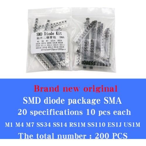 High quality SMD diode package SMA 20 types M1 M4 M7 SS34 SS14 RS1M SS110 ES1J US1M Brand new