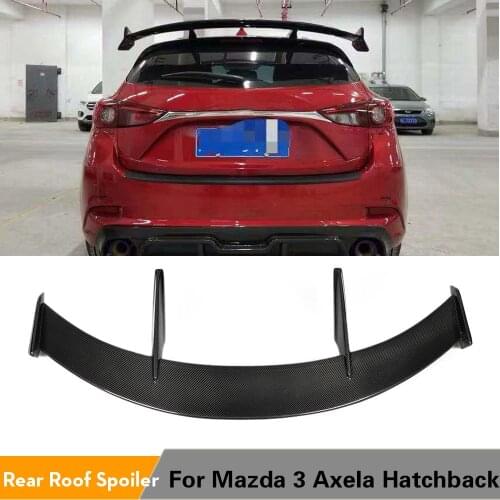 Rear Roof Spoiler Window Lip Wing For Mazda 3 Axela Hatchback 2014 - 2019 Rear Spoiler Carbon Fiber / FRP
