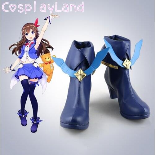 Vtuber Tokino Sora Cosplay Boots Shoes Leather Shoes Cosplay Accessories Halloween Party Shoes for Women High Heel Shoes