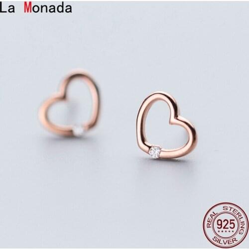 La Monada Women Silver Earrings Stud Minimalist Hollow Heart Stud Earrings 925 Sterling Silver Earrings Women Fine Jewelry