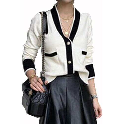 2021 Autumn And Winter Retro Ladies Knitted Cardigan Sweater Women Long-Sleeved V-Neck Korean Office Fashion Slim Top