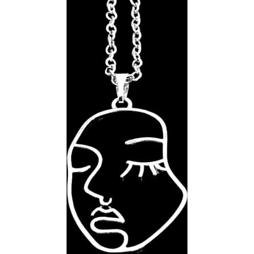 Women Face Necklaces New Women Punk Gold Abstract Human Face Pendent Necklace Unique Design Party Accessary for Girl