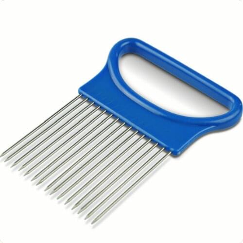 1 pcs Easy Cut Onion Holder Fork Stainless Steel +Plastic Vegetable Slicer Tomato Cutter Metal Meat Needle Gadgets Meat Frok