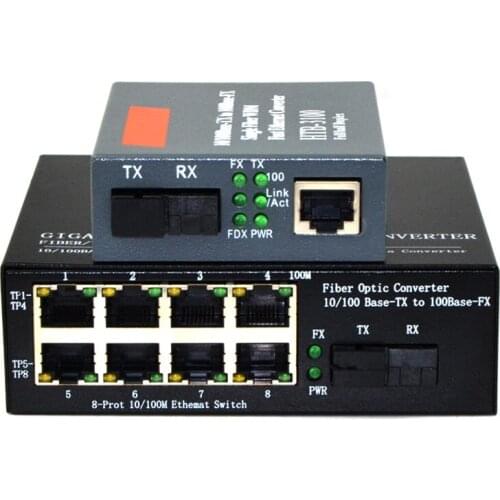 10/100Mbps Fiber Optic Media Converter 1 CH*SC 8 CH*RJ45 Converter 1 CH*SC 1 CH*RJ45 Fiber Optic Transceiver 1 Pair