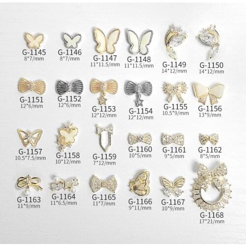 10pcs/lot 3D Butterfly Bow Zircon Crystals Alloy Rhinestones Jewelry Nail Art Decorations DIY Nails Accessories Charms Supplies