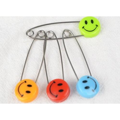 10pcs 55mm Colorful Plastic Head Safety Pin Safety Locking Baby Cloth Diaper Nappy Pins