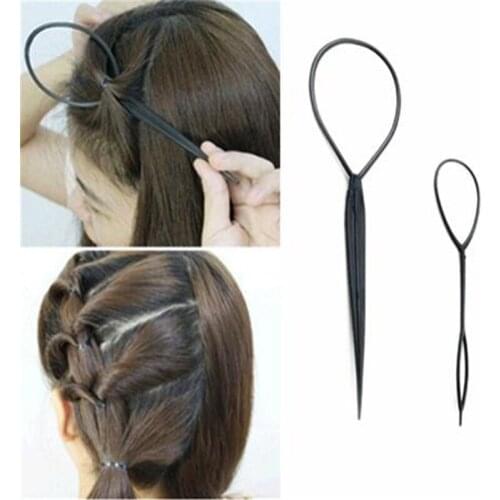 2PCS/Set Plastic Hair Buckle Styling Tool Magic Tail Topsy Braid Hair Tail Horse Styling Clip Bun Maker For Girls Hairstyles