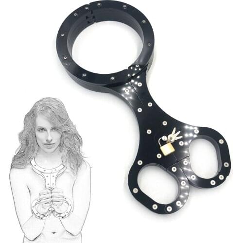 2020adult Game Black Crystal Bdsm Slave Shelf Collar Handcuffs with Metal Lock Restraint Bdsm Bondage Shelf Sex Toys for Couple