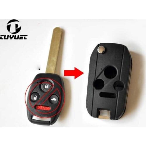 3+ Panic Buttons Remote Flip Key Shell for Honda Accord Civic Pilot CR-V 3B Car Key Blanks