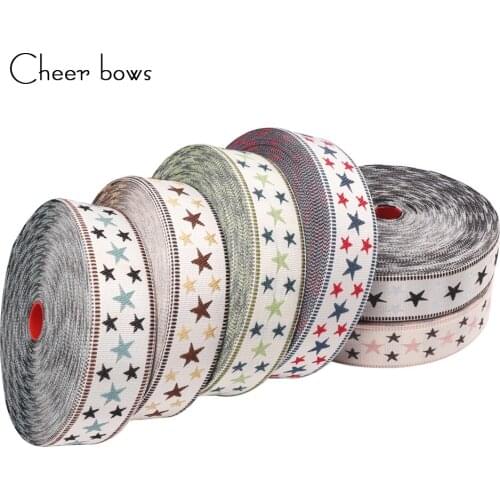 35mm 2yards Embroidered Ribbons Stars Jacquard DIY Apparel Wrapping Trim Sewing Accessories Clothes Decoration Tape