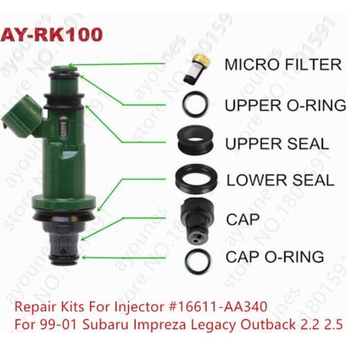 4sets for 16611-AA340 fuel injector repair kits for 99-01 Subaru Impreza Legacy Outback 2.2 2.5