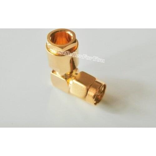 5x SMA Male Right Angle Clamp For RG58 RG142 LMR195 RG400 Cable RF Connector Golden New