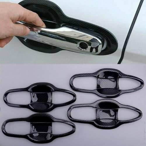 8Pcs Car Door Handle Bowl Protector Cover Trim Carbon Fiber Style Black ABS Fit for Toyota Camry 2018 2019 2020