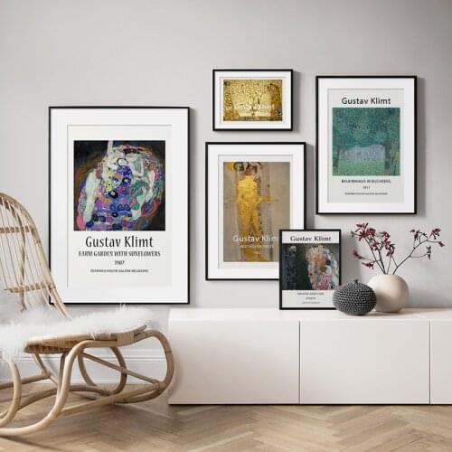 Abstract Classic Gustav Klimt Museum Exhibition Poster Canvas Painting Print Gallery Wall Art Picture for Living Room Home Decor
