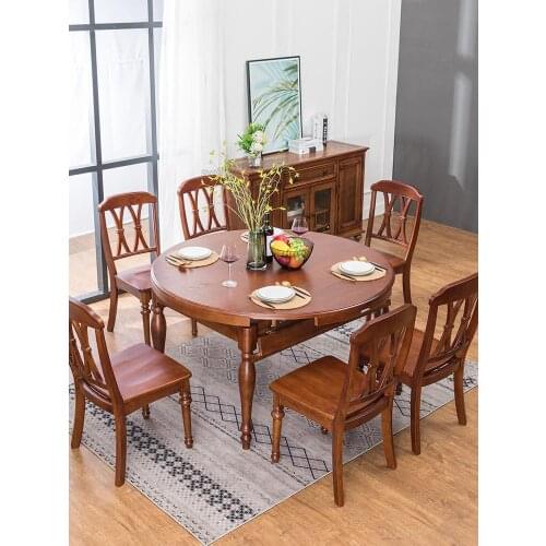 American Solid Wood Dining Chair Leisure Chair Backrest Chair Home Stool Desk Chair European Retro Restaurant Backrest Leather C