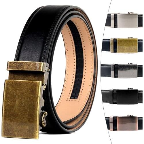 BATOORAP 6 Styles Mens Designer Belts Black Genuine Leather Trouser Strap Alloy Buckle Casual Business Waist Strap Belt 43"-51"