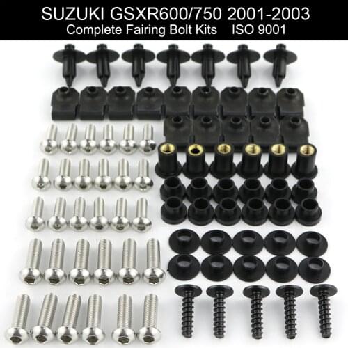 Fit For SUZUKI GSXR 600 GSX-R600 GSX-R750 GSXR 750 2001-2003 Complete Full Fairing Bolts Kit Nut Screws Clips Stainless Steel