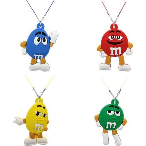 1PCS PVC hot sale Neckwear colorful Bean cartoon figure necklace fashion style anime pattern Rope chain necklaces for men women