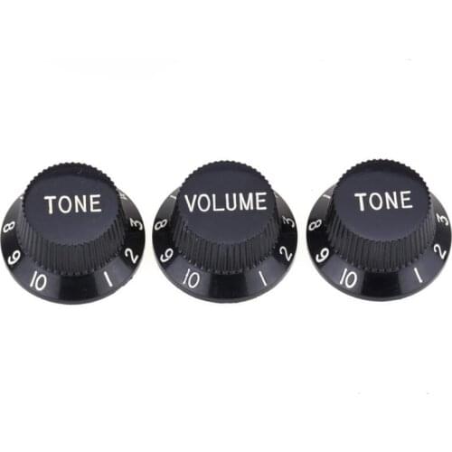 Musiclily Pro Imperial Inch Size 1 Volume 2 Tone Knobs Set for USA Made Strat Style Electric Guitar, Black