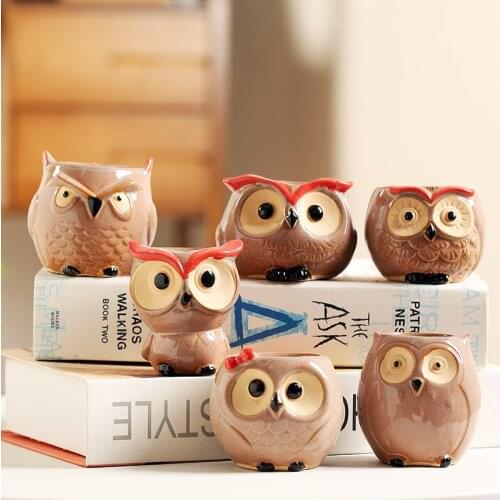 Kawaii owl plant pots Mini ceramic cute flower pot succulent Cartoon animal macetas decorativas home office desk decoration