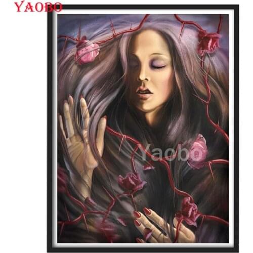 Beauty and Thorny Rose 5d diy diamond painting full square round drill diamond embroidery sale mosaic home decoration