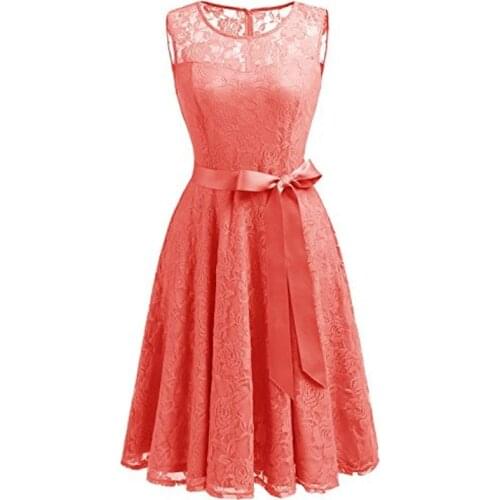 O-Neck Lace Bridesmaid Dresses A Line Maid of Honor Robes Knee Length Formal Party Gowns
