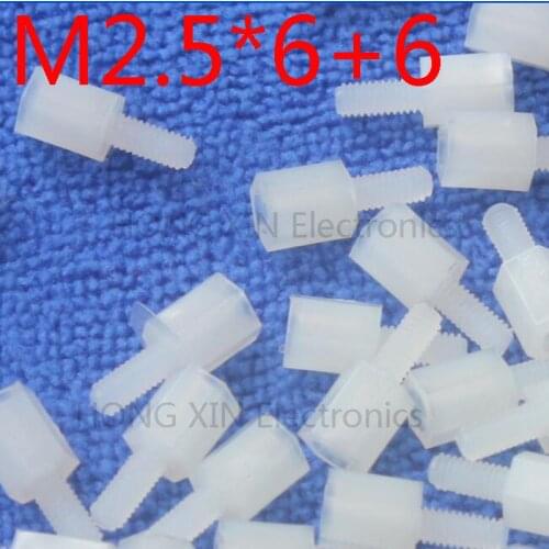 M2.5*6+6 1pcs White nylon Standoff Spacer Standard M2.5 Male-Female 6mm Standoff Kit Repair parts High Quality