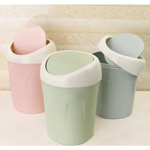 Small Trash Can Garbage Storage Practical 3 Colors Small Desktop Mini Creative Covered Kitchen Living Room New Desktop Trash Bin
