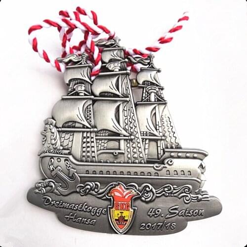 Custom Ship Medal In Antique Silver Plating