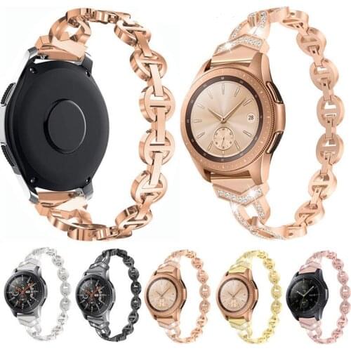 Metal Diamond VO Style Strap for Samsung Galaxy Watch 42mm/Active 2/Huawei GT2 42mm/Samsung Watch 3 41mm Watch Bands Wristbands
