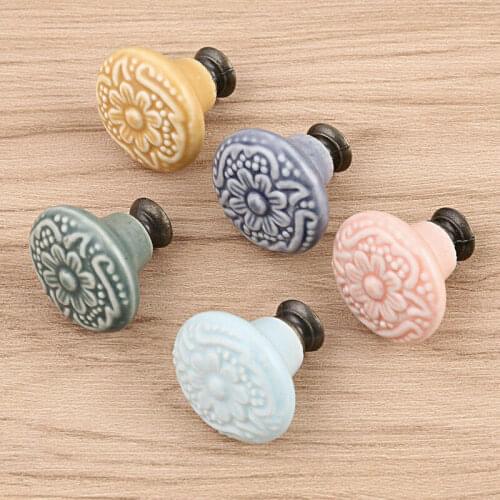 Pack of One Vintage Ceramic Door Knobs for Cabinet Drawer, Closet Cupboard Wardrobe furniture Pull Handle