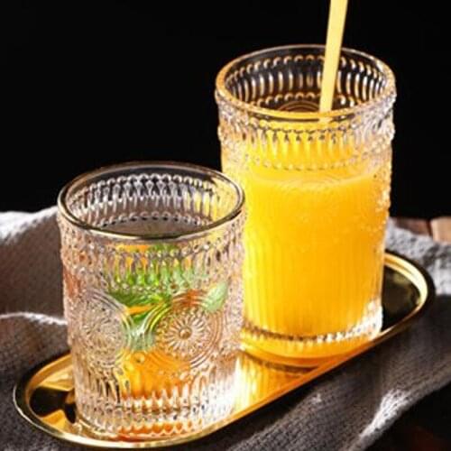 NEW Phnom Penh Glass Cup Retro Sun Flower Embossed Water Cup Beer Wine Champagne Cocktail Glass Drinking Glasses Coffee Mug Gift